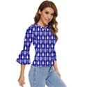 Indigo Spatula Spoon Pattern Bell Sleeve Top View3