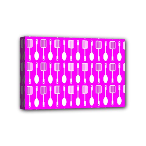 Purple Spatula Spoon Pattern Mini Canvas 6  x 4  (Stretched)