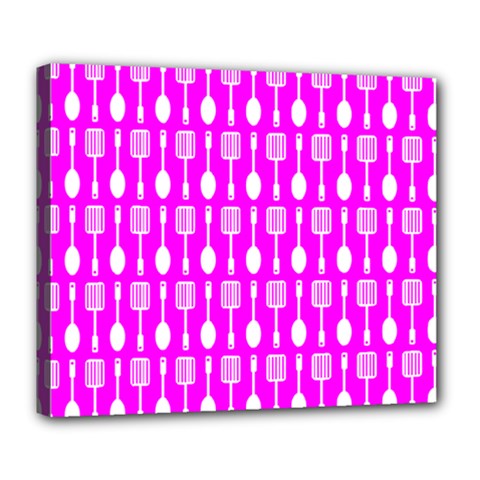 Purple Spatula Spoon Pattern Deluxe Canvas 24  x 20  (Stretched)