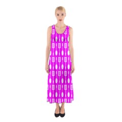 Purple Spatula Spoon Pattern Sleeveless Maxi Dress
