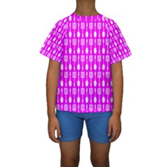 Purple Spatula Spoon Pattern Kids  Short Sleeve Swimwear