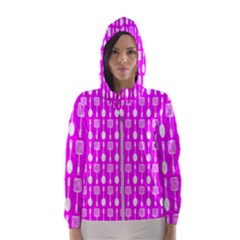 Purple Spatula Spoon Pattern Women s Hooded Windbreaker