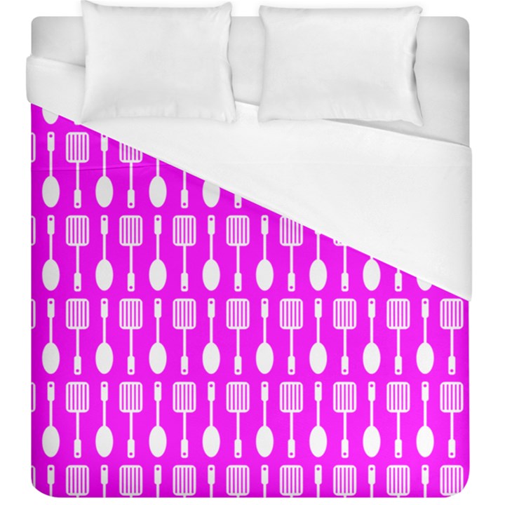 Purple Spatula Spoon Pattern Duvet Cover (King Size)