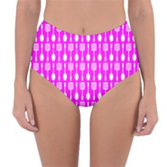 Purple Spatula Spoon Pattern Reversible High-Waist Bikini Bottoms