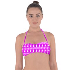 Purple Spatula Spoon Pattern Halter Bandeau Bikini Top