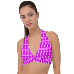 Purple Spatula Spoon Pattern Halter Plunge Bikini Top