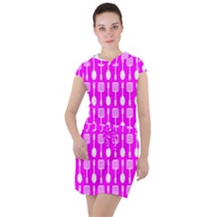 Purple Spatula Spoon Pattern Drawstring Hooded Dress
