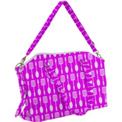 Purple Spatula Spoon Pattern Canvas Crossbody Bag