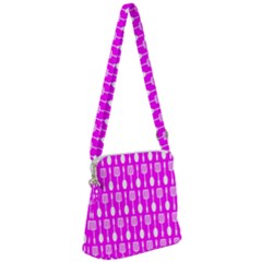 Purple Spatula Spoon Pattern Zipper Messenger Bag