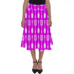 Purple Spatula Spoon Pattern Perfect Length Midi Skirt by GardenOfOphir