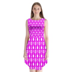 Purple Spatula Spoon Pattern Sleeveless Chiffon Dress  