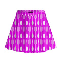 Purple Spatula Spoon Pattern Mini Flare Skirt
