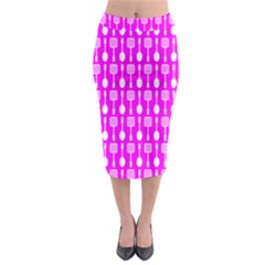 Purple Spatula Spoon Pattern Midi Pencil Skirt