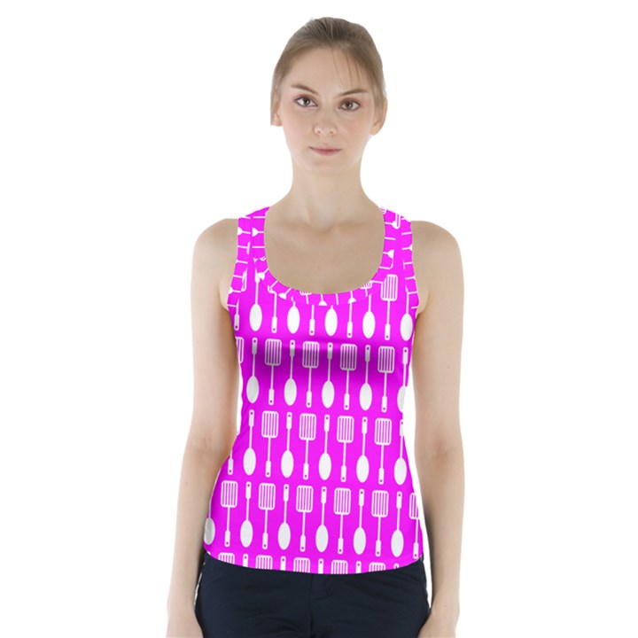 Purple Spatula Spoon Pattern Racer Back Sports Top