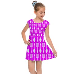 Purple Spatula Spoon Pattern Kids  Cap Sleeve Dress
