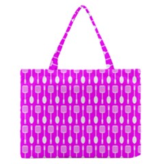 Purple Spatula Spoon Pattern Zipper Medium Tote Bag