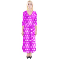 Purple Spatula Spoon Pattern Quarter Sleeve Wrap Maxi Dress