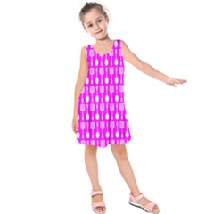 Purple Spatula Spoon Pattern Kids  Sleeveless Dress