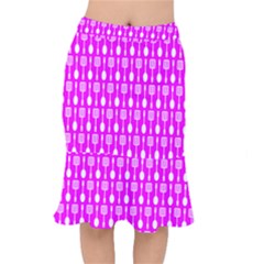 Purple Spatula Spoon Pattern Short Mermaid Skirt