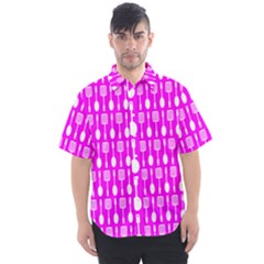 Purple Spatula Spoon Pattern Men s Short Sleeve Shirt
