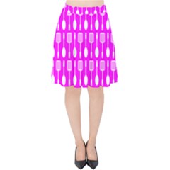 Purple Spatula Spoon Pattern Velvet High Waist Skirt