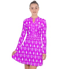 Purple Spatula Spoon Pattern Long Sleeve Panel Dress