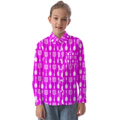 Purple Spatula Spoon Pattern Kids  Long Sleeve Shirt