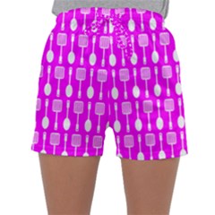 Purple Spatula Spoon Pattern Sleepwear Shorts