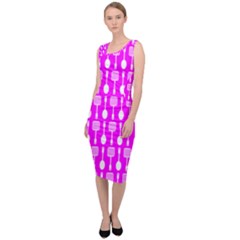 Purple Spatula Spoon Pattern Sleeveless Pencil Dress