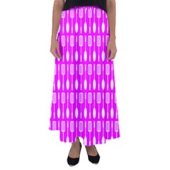 Purple Spatula Spoon Pattern Flared Maxi Skirt