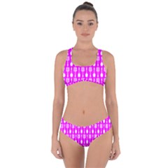 Purple Spatula Spoon Pattern Criss Cross Bikini Set