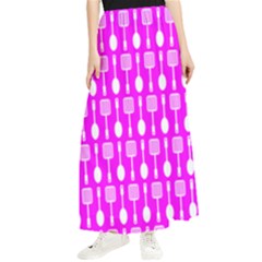 Purple Spatula Spoon Pattern Maxi Chiffon Skirt