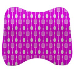 Purple Spatula Spoon Pattern Velour Head Support Cushion