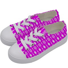 Purple Spatula Spoon Pattern Kids  Low Top Canvas Sneakers