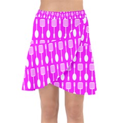 Purple Spatula Spoon Pattern Wrap Front Skirt