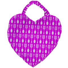 Purple Spatula Spoon Pattern Giant Heart Shaped Tote