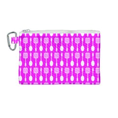 Purple Spatula Spoon Pattern Canvas Cosmetic Bag (Medium)