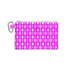 Purple Spatula Spoon Pattern Canvas Cosmetic Bag (Small)