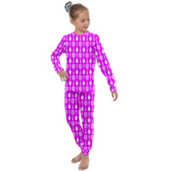 Purple Spatula Spoon Pattern Kids  Long Sleeve Set 
