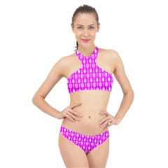 Purple Spatula Spoon Pattern High Neck Bikini Set