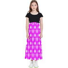 Purple Spatula Spoon Pattern Kids  Flared Maxi Skirt