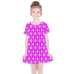 Purple Spatula Spoon Pattern Kids  Simple Cotton Dress