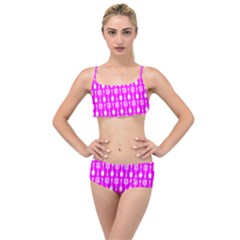 Purple Spatula Spoon Pattern Layered Top Bikini Set