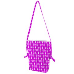 Purple Spatula Spoon Pattern Folding Shoulder Bag