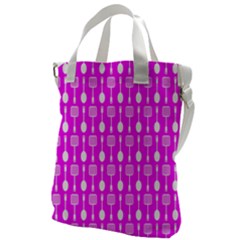 Purple Spatula Spoon Pattern Canvas Messenger Bag