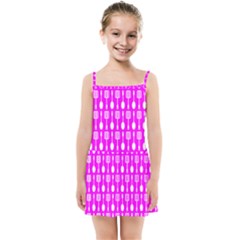 Purple Spatula Spoon Pattern Kids  Summer Sun Dress