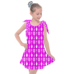 Purple Spatula Spoon Pattern Kids  Tie Up Tunic Dress