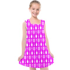 Purple Spatula Spoon Pattern Kids  Cross Back Dress