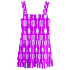 Purple Spatula Spoon Pattern Kids  Layered Skirt Swimsuit