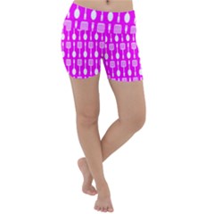 Purple Spatula Spoon Pattern Lightweight Velour Yoga Shorts
